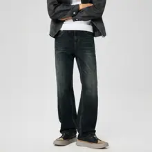 ヴィンテージ風 加えられたフリース付きデニムパンツ【メンズ・ゆったりフィット・カジュアルスタイル】（セットアップ対応）