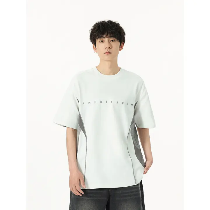 アメリカンレトロ風 サッカーデザインTシャツ【男女兼用・カラーブロック・ショートスリーブ】