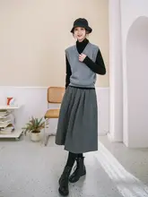 秋冬用チェック柄ウールマーメイドスカート【Aライン・ミディ丈・女性用】