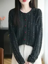 秋の新作！ノーカラー ニットカーディガン【長袖・軽やかな印象・大人カジュアル】