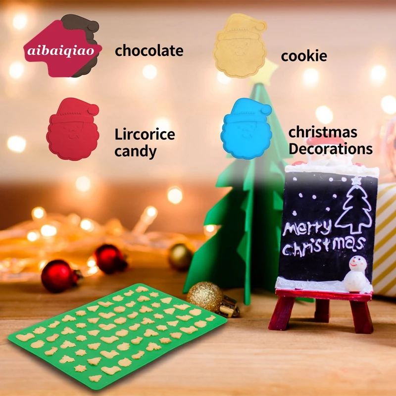 小さなクリスマスツリーのチョコレートシリコン型：Happy Christmas メッセージに最適なギフトアイテム