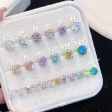 八角形のローズカットジルコニア使用のチタン製ピアス【平底・耳骨用】