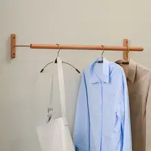 天然木製壁掛けコートハンガー【ナチュラルカラー・衣類収納】