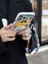 MASFIEL カラフルフラワー＆バタフライスマホストラップ【短型・iPhoneケース用・かわいい高級アクセサリー】