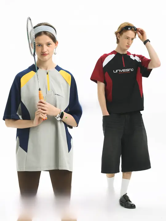 レトロスポーツ 半袖ライディングTシャツ【抗菌・速乾・ハーフジップ・トレーニング用】