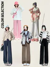 カキ色の雪尼ールワイドパンツ【秋冬用・加绒・フィット】