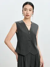深灰色ストライプデザイン 高級感あるシングルボタンのジャケットベスト（セットアップ対応）