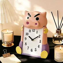 置き時計 卓上時計 子豚モチーフ 可愛い 上品 静音 インテリア リビング 寝室 玄関