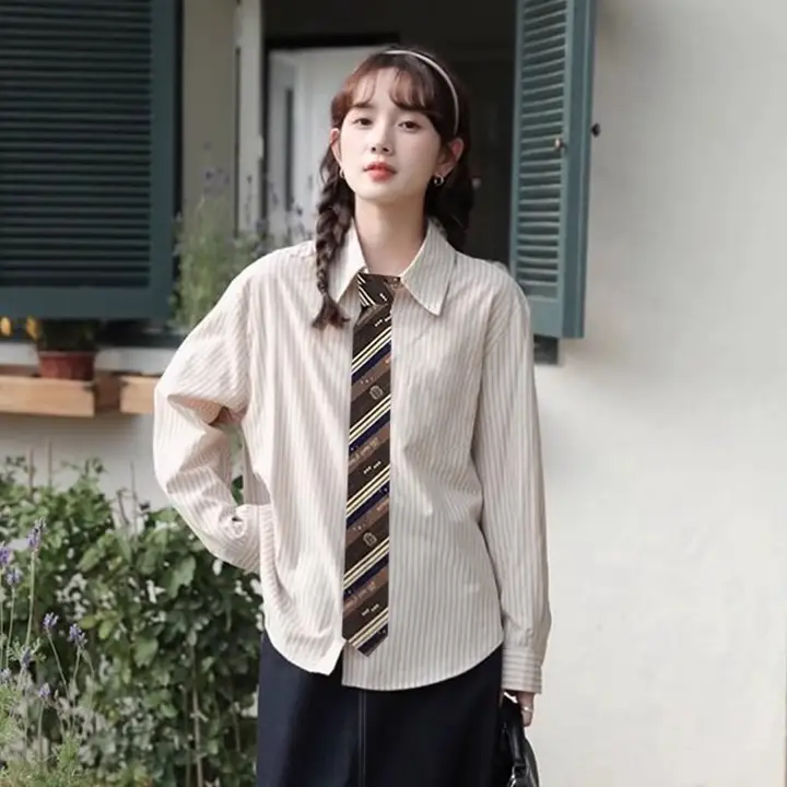 気質ストライプ シャツ 女性用 春秋 2025年新作