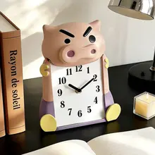 置き時計 卓上時計 子豚モチーフ 可愛い 上品 静音 インテリア リビング 寝室 玄関