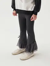 女の子用 シフォン切替えのフレアパンツ【伸縮性・春用】