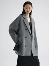 シンプルデザイン アルパカウールコート【ショート丈・ゆったりシルエット・ダブルボタン】