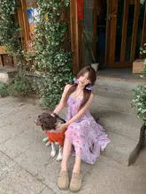 美しいデザインのフラワープリントキャミソールドレス【夏のビーチリゾート・バックオープン・ハイネック】
