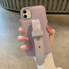 優雅な紫色のiPhone用ケース【iPhone対応・柔らかな腕帯付き】