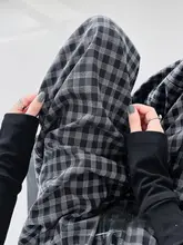 黒白チェックのハイウエストワイドパンツ【秋冬用・フィット・カジュアルスタイル】