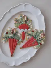 クリスマス用傘型クッキー型【米色・リボン付き・手押し式・レシピ付き】
