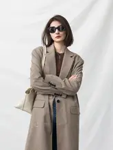 CMORE ヴィンテージチェック柄 中長丈 ゆったりシルエットのトレンチコート【春秋用】