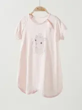 赤ちゃん用夏用モダール生地の短袖スリープドレス【涼感・女の子用・空調対応】（セットアップ対応）