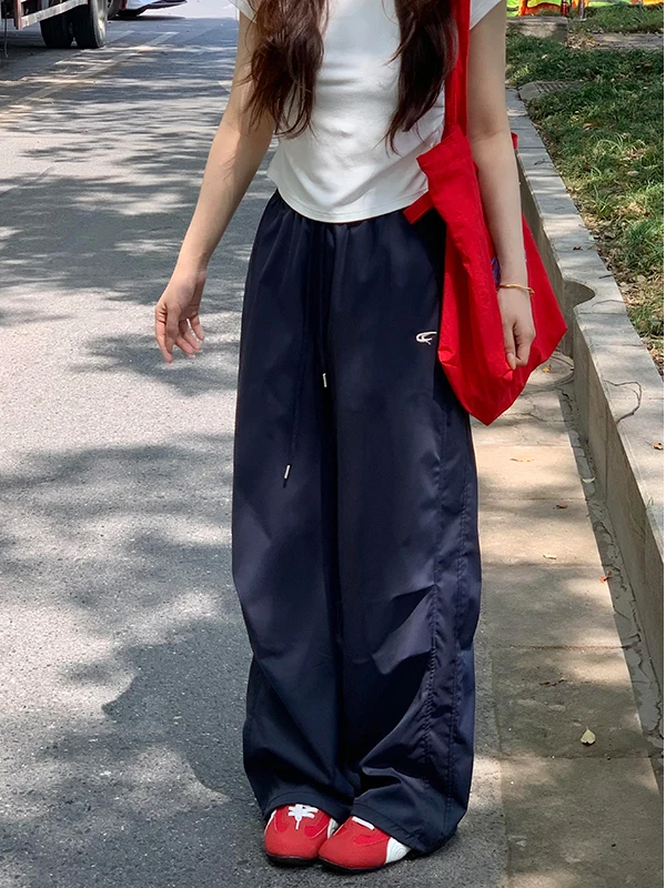 春夏用 藍色ワークパンツ：ゆったりストレートで通勤と日常を快適に