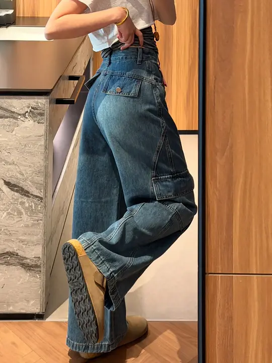デザイン性の高いワークスタイル デニムパンツ【スリムフィット・ワイドレッグ・ルーズフィット】（セットアップ対応）