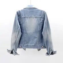レディース 長袖デニムジャケット【スリムフィット・ショート丈・秋春用】