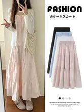 優雅なデザインのフレアドレス【夏用・ハイウエスト・Aライン・大きなフリル】（セットアップ対応）