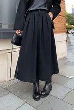 ALIN レディース 冬用 Aラインスカート【大きいサイズ・毛織り・レトロデザイン・フレア】
