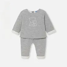 ベビー キッズ ボーイズ セットアップ 2点セット トップス パンツ フレンチ ライトグレー 春 秋 「Jacadi」