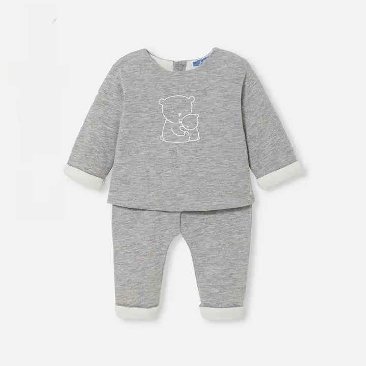 ベビー キッズ ボーイズ セットアップ 2点セット トップス パンツ フレンチ ライトグレー 春 秋 「Jacadi」
