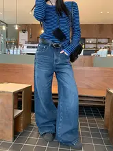 レディース 高腰ワイドレッグデニムパンツ【春用・フィット・ブーツカット】