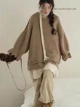 レトロ風 花苞袖デザインのニットトッパー【ゆったりシルエット・秋冬用・カジュアル】