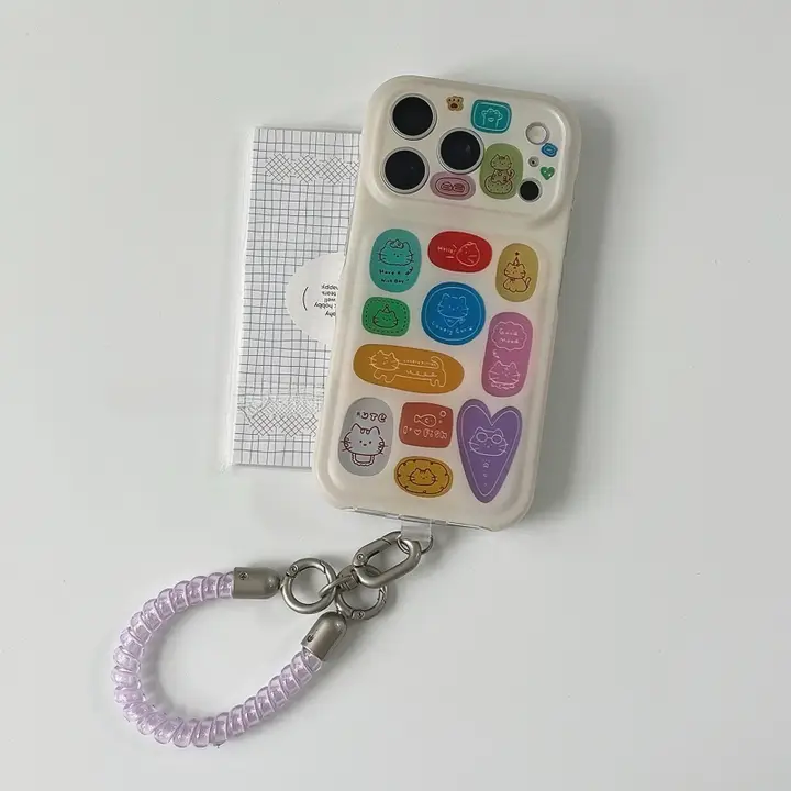 可愛らしいデザインの猫腕紐付きスマートフォンケース【夏用・多色・衝撃吸収・iPhone対応】