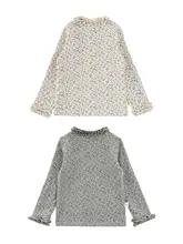 小さな女の子にぴったりのフラワープリント長袖Tシャツ【柔らかな肌触り・着やすいデザイン】（セットアップ対応）