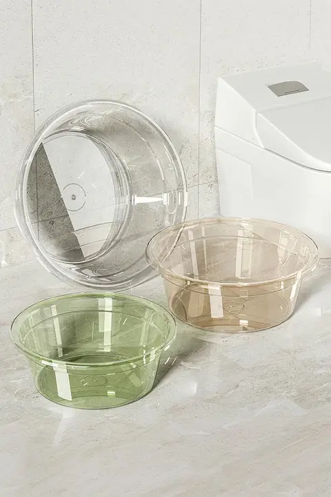 大容量厚手透明プラスチック洗面器【料理・洗顔・家庭用・子供用・小サイズ対応】