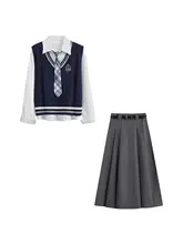 春の学院風コーディネート【ベスト・シャツ・ワンピース】（セットアップ対応）