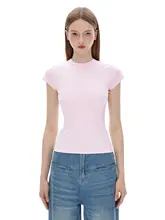 夏用フィット感のあるラウンドネック短袖Tシャツ【スポーツ・女性向け】
