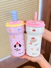 スタイリッシュな保温水筒【不锈鋼製・ストロー付き・お茶用・コーヒーカップ】