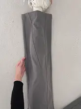 グレーの大きいサイズのパンツ【春秋用・ストレート・ワイドレッグ・高級感】
