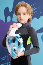 WaterTime 子供用フルフェイス潜水マスク【呼吸しやすい全干式デザイン・スノーケリング用】
