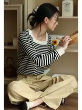 高腰ダークカラー休暇用パンツ【ロングワイドストレート・ポケット付き】