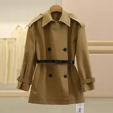 極上の柔らかさのウールダブルブレストウエストタイトコート【フレンチスタイル・秋用・女性用】