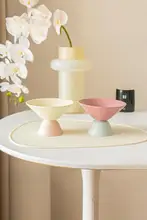 猫のボウル 高脚 大口径 セラミック マカロン色 ブラックチンにくい