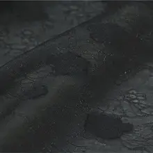 薄手の落ち感のある光沢生地【黒の水玉・ローズ柄のジャガード・天絲・コットン・麻混】