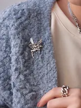 SHUI 925純銀製 バッジ ブローチ 天使の翼デザイン【ヴィンテージスタイル・個性的】