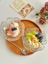 花びら浮彫りガラスフルーツボウル【アイスクリーム・サラダ・デザート用】