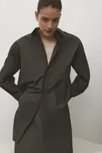 MD ルーズフィット コットン長袖シャツ【フレンチスタイル・翻領・夏用】