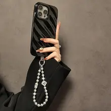 スマホストラップ キーホルダー バッグチャーム グレーパール 高級感 上品 ショートストラップ