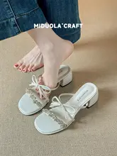 羊皮製 水晶装飾の美しいサンダル【夏用・高ヒール・大きいサイズ・オープントゥ】