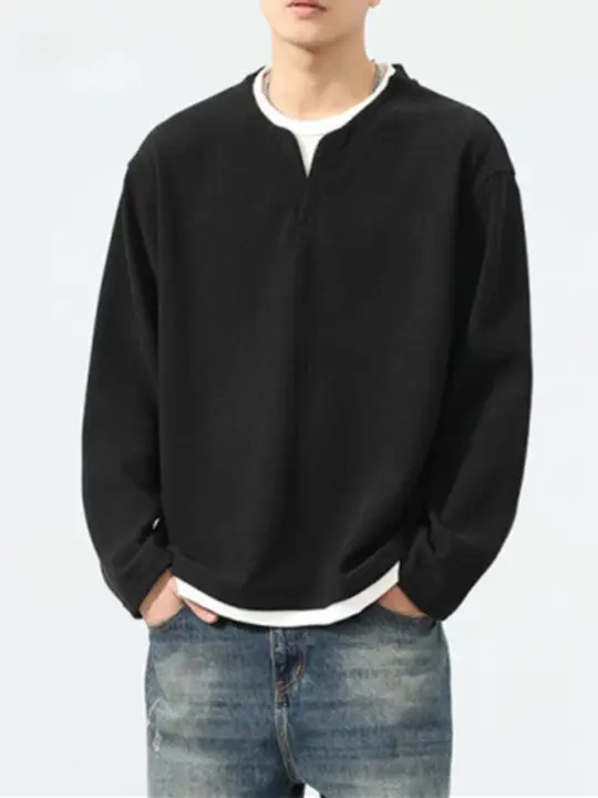 極上の肌触りのワッフルVネック長袖Tシャツ【春秋用・メンズ・カジュアル】（セットアップ対応）