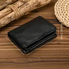 オイルワックス牛革 メンズショートレザー財布【手作り・三つ折り・個性的デザイン】